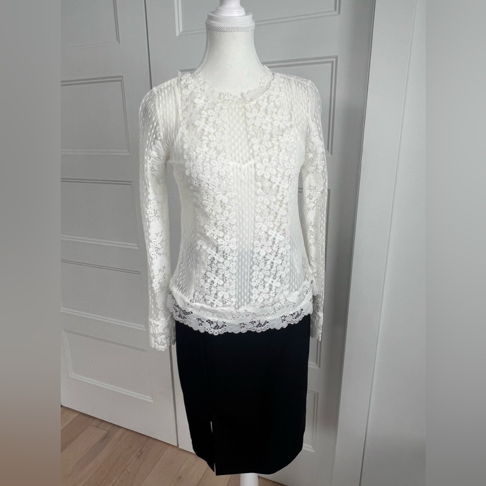 Lace mock tee top with camisole slip